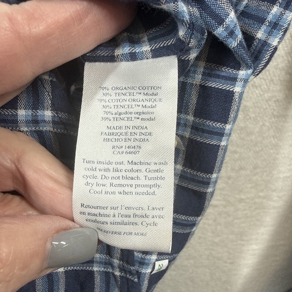 Faherty Tropical Cotton Shirt Mens M Blue Plaid Preppy Organic Cotton Huckberry - Picture 8 of 12